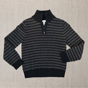 Calvin Klein Boy’s Knitted Grey Striped Half Zip Sweater